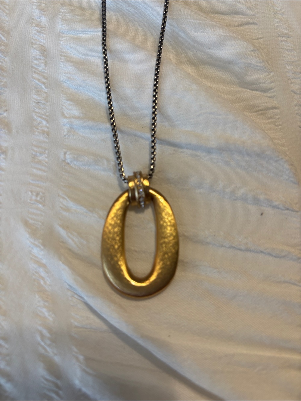 Brighton Meridian Gold Oval Pendant Necklace with Silver Chain